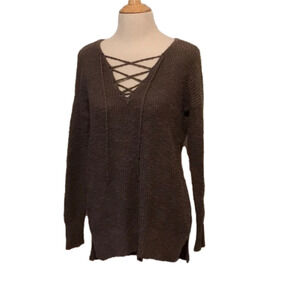Size S American Eagle Brown‎ Lace Up Sweater